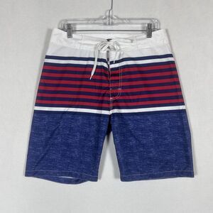 Old Navy California Board Shorts Swim Trunks Mens Medium Striped Red White Blue